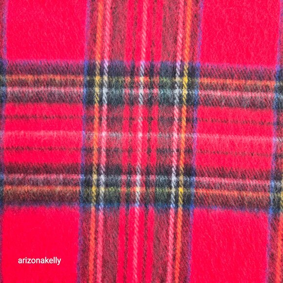 NWOT Wool Cashmere Tartan Red Plaid Wrap Scarf - Picture 8 of 12